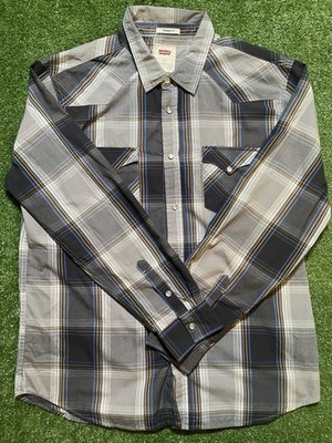 Levi's Shirt Mens XL Standard Fit Pearl Snap Plaid Long Sleeve Western