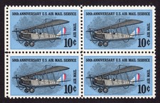 Scott #c74 Curtis Jenny 50th Anniversary Airmail Block of 4 Stamps - MNH