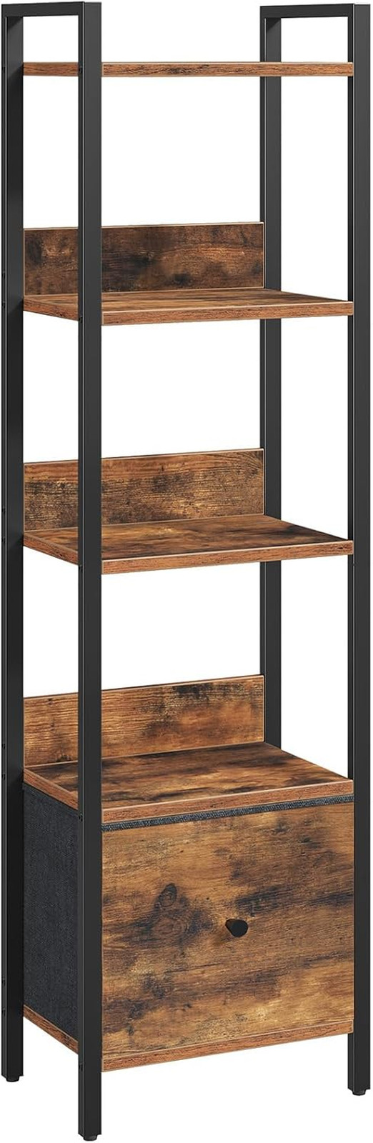 Bookshelf, 5-Tier Bookcase with Drawer, Small Book Shelf for Small Space, Storag