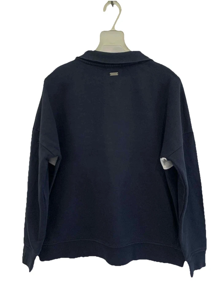 Sudadera para mujer Barbour azul marino con cremallera en cuarto bordado logotipo pulóver talla 10 #100 Foto 2 de 4