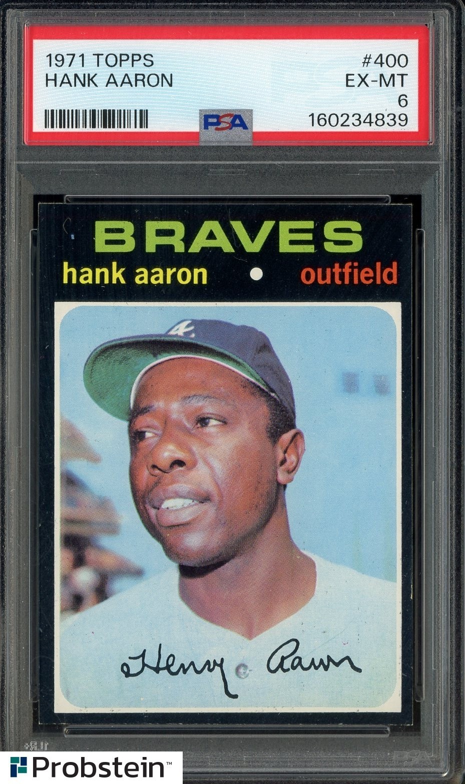 1971 Topps #400 Hank Aaron Atlanta Braves HOF PSA 6 EX-MT
