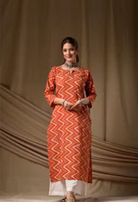 Indian Women Floral Printed Rayon Sraight Kurta Kurti Top Tunic Pakistani dress