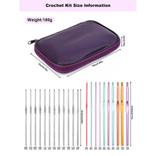 22Pcs Colourful Aluminum Crochet Hooks Needles Knit Weave Craft Knitting Hooks