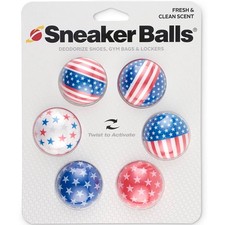 Sneaker Balls Fresh Scented Shoe Freshener, Patriotic Stars and Flags, 6 Pack