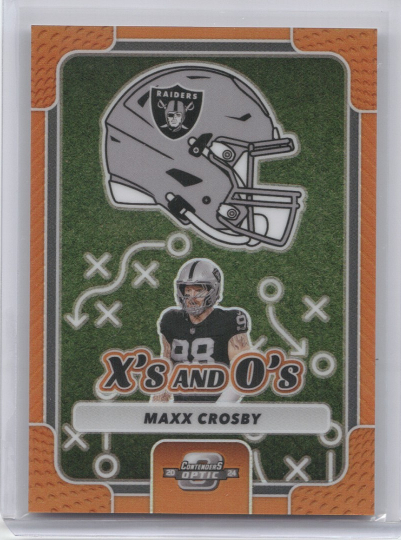 2024 Panini Contenders Optic X's and O's Maxx Crosby /50 Orange Prizm #XO-MCY