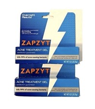Zapzyt Acne Treatment Gel Max Strength Benzoyl Peroxide 1 oz pack 2 Exp. 10/26