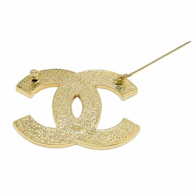 CHANEL CC Logos Pink Enamel Pin Brooch Gold Tone B24 Auth w/Box