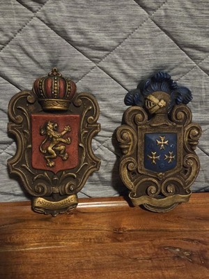 Plaster Coat of Arms Shield Wall Plaque Castle Lion