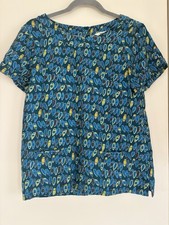 Seasalt Cornwall Boat Print Readymoney Top T Shirt UK Size 8 with Pockets