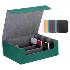 Trading Card Storage Box, Game Deck Box, Card Case, Green/Grey