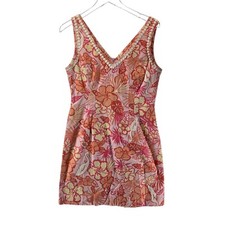 Lilly Pulitzer Mikayla Shift Dress Womens 6 Floral Orange Pink Sleeveless Preppy