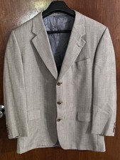 Hickey Freeman Men s 43R Blazer Beige Plaid Silk Wool Canterbury Sport Coat