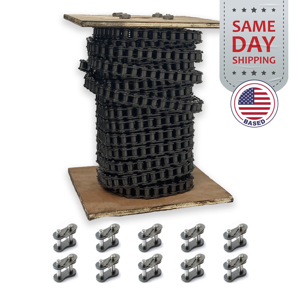 #40 Roller Chain x 100 feet + 10 Connecting Links + Same Day Expedited Shipping