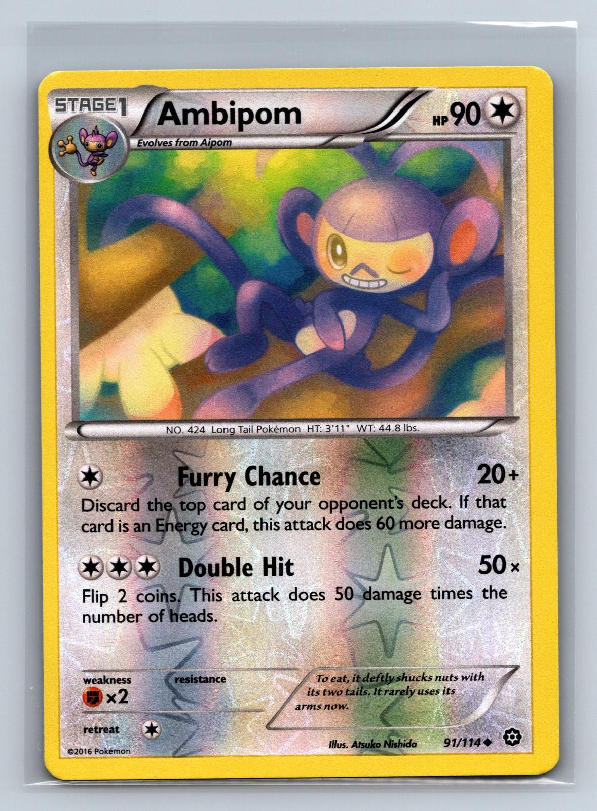 Ambipom 91/114 Uncommon Steam Siege Pokemon Reverse Holo NM/M 812d-34
