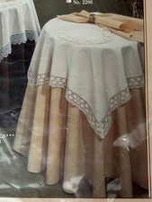NOS Vintage Amrose Victoria White Lace Table Topper Cover 36”x36” Made In USA