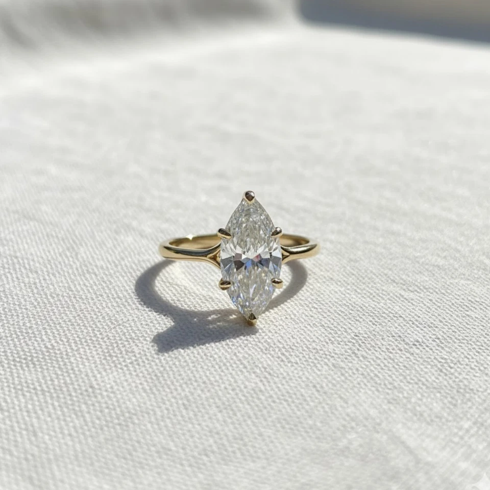 Women's Engagement Ring, 2 Carat Marquise, Lab Grown Diamond, 14K Yellow Gold - Image 3 of 4