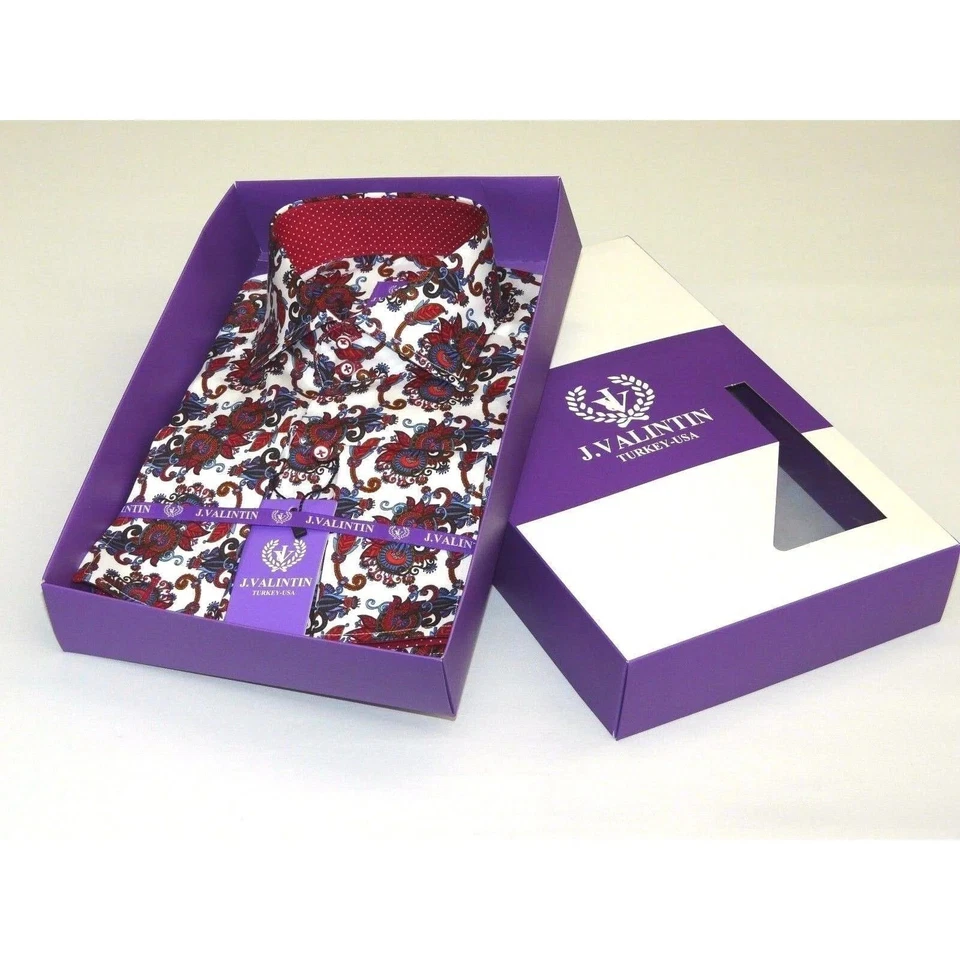 Men Shirt J.Valintin Turkey Egyption Cotton Axxess Style A113-10 Christmas Red - Image 3 of 4