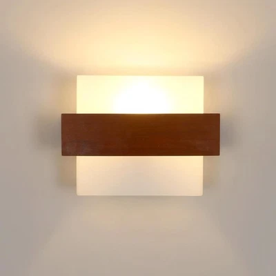 Wandleuchte Holz E27 Wandlampe Wandbeleuchtung Schlafzimmer Wohnzimmer Korridor - Bild 1 von 4