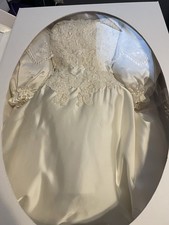 Vintage 1983 Wedding Dress 7/8 Off Shoulder Princess Sleeves Preserved In Box
