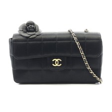 Chanel Camellia Fabric Shoulder Bag Women Black One Size