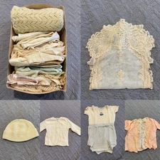 Vintage Antique Baby Clothes Lace Crochet Lot 20 Items Variety 1940s 1920s As Is
