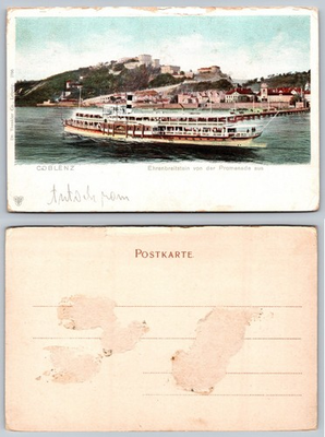 #ad Koblenz Germany Riverboat Harbor View Postcard $4.83