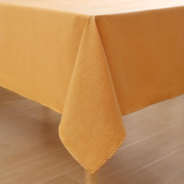 Homaxy Leinenoptik Tischdecke Abwaschbar Lotuseffekt Eckig 140X100Cm Gelb-image