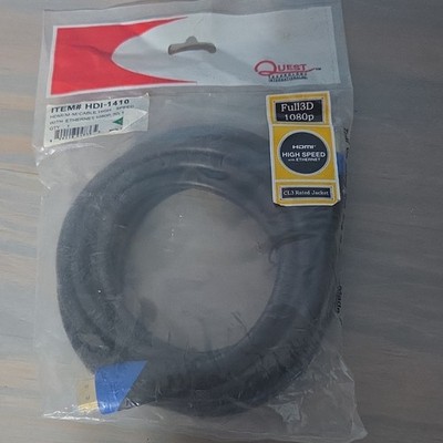 Quest Technology Int'l High Speed HDMI w/ Ethernet CL3 3D 1080p 10ft Black