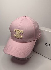 Celine Triomphe Pink Adjustable Baseball Cap Women's Medium