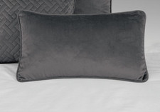 Luxury French Velvet Charcoal Grey Cushion Covers Oblong Design 20" x 12" 