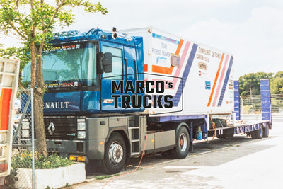 LKW Foto Renault AE 380 Truck Frankreich blau Renault, TEAM PATRICE CALDRO #a3kp