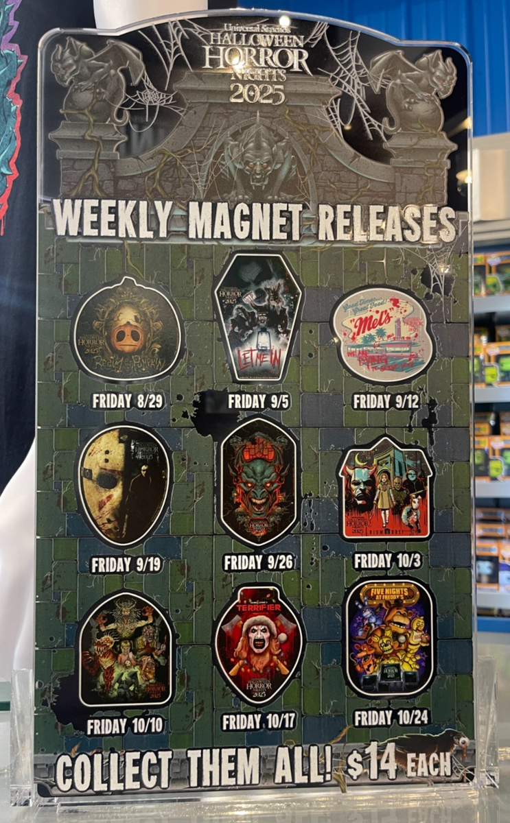 Halloween Horror Nights 2025 HHN Weekly Die Cut Magnet Limited