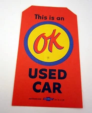 NOS CHEVROLET DEALER OK USED CAR WARRANTY ORANGE TAG WITHOUT HOLE