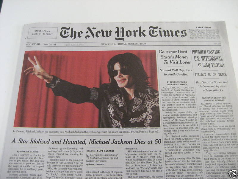 Michael Jackson 1958-2009 Four USA News Paper | eBay
