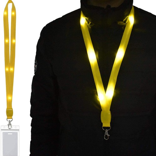 Keychain ID Badge Case Flashing Lanyards Card Holder LED Light Up Neck Strap - Zdjęcie 15 z 19