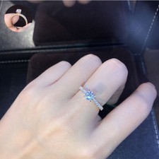 Jewelry Sapphire 925 Silver Bride Round Exquisite Ring Women's Wedding Cut White