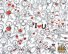 50 pcs "Stick Figure" Sticker Pack Wedding Proposal Valentine Love You Gifts