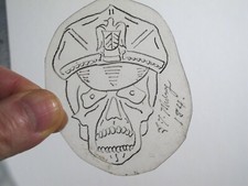 vtg 1960s Tattoo Flash acetate stencil Eagle Cap Skull signed HAR2