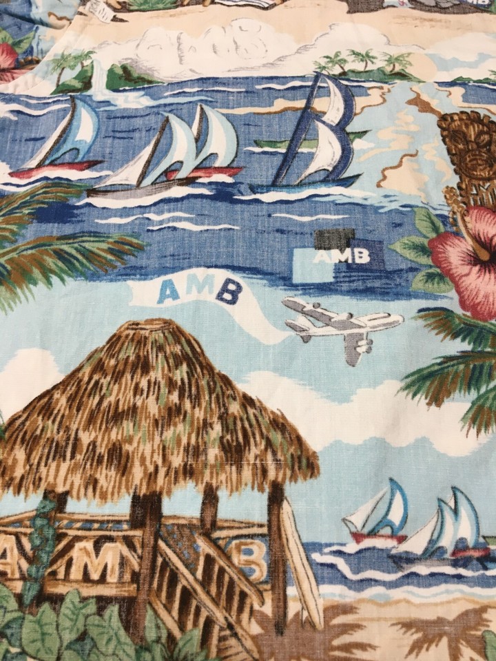 Waikiki Reyn Spooner Hawaiian Shirt Scenic Print AMB Ala Moana