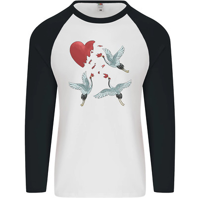 Crane Herz Anti Valentinstag Einzel Lustig Herren L/S Baseball Maglietta