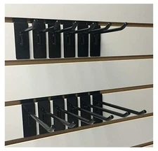 Set of 12 Slatwall Hooks Black Metal 6 Each 4 Inch and 6 Inch for Retail Display