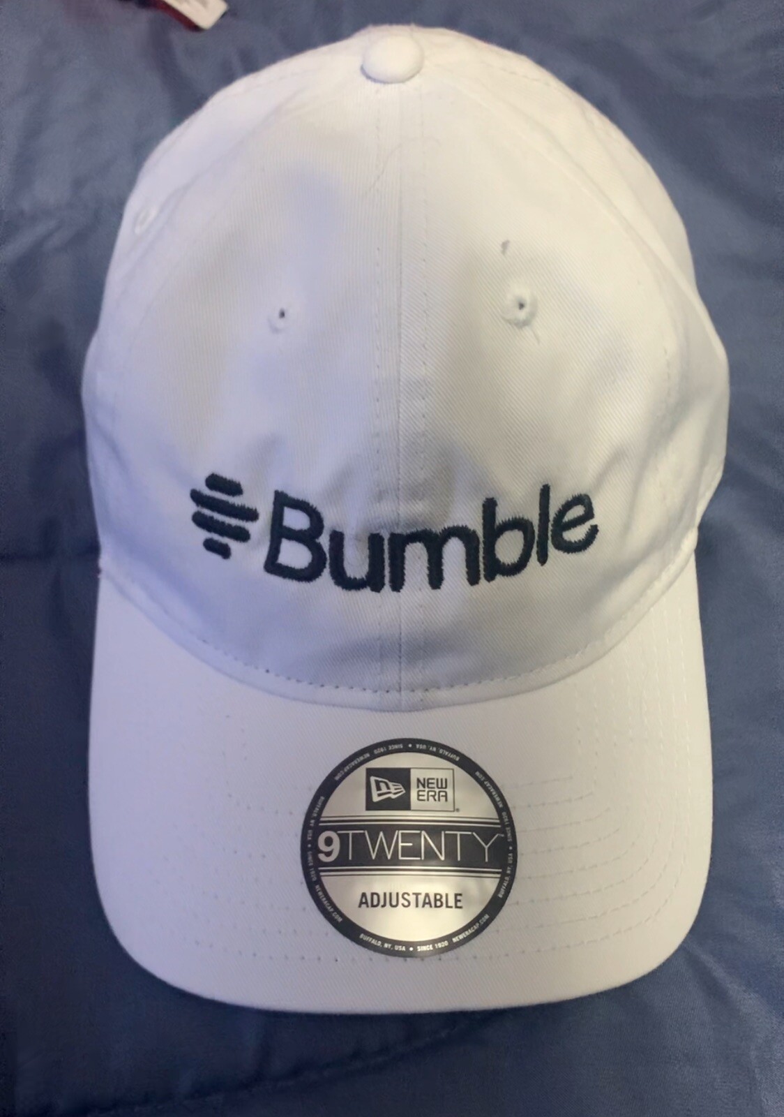 White Bumble Hat Adjustable Strap Back Dad Cap Inspired by Dating App
