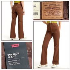 New Levi's 70s High Rise Flare Jeans Women's Premium Brown Denim Pants NWT 108