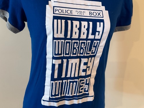 DOCTOR WHO Women's official TARDIS Wibbly Wobbly Timey Wimey T-shirt Medium BBC - Picture 4 of 9