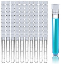 100x RE-GEN Test Tubes 16x100mm Plastic Clear Test Tube Vials with Push Fit Cap