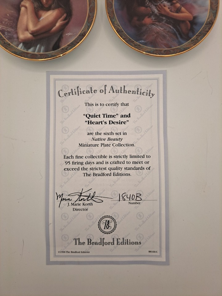 Bradford Exchange Plate "Quiet Time" and "Heart's Desire" with