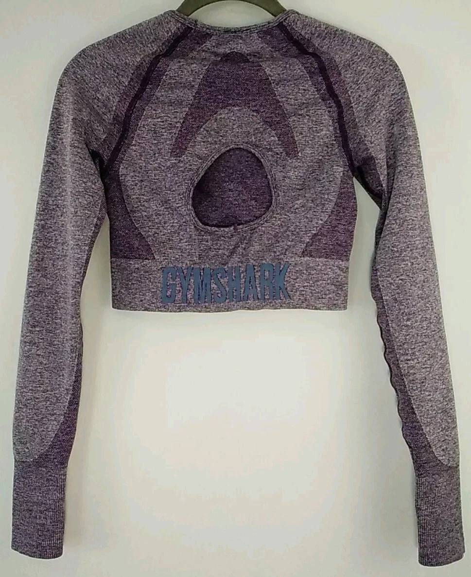 gymshark flex sports heather long sleeve crop thumb holes shirt