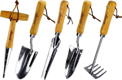5 Piece Gardening Tool Set Weeder Puller Dibber Transplan Big Trowel Cultivator