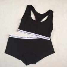 NEW Calvin Klein Black Bralette & Boyshort Set CK Logo 2 Pc S M L