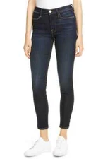 FRAME DENIM Le High Rise Skinny Outseam Slit Jeans Denim Copa 24 $215 A893